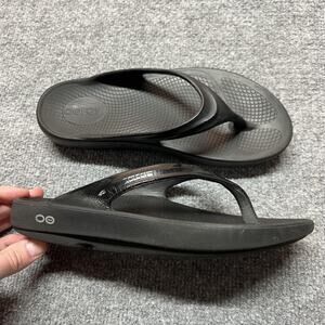 OOFOS OOriginal Sandals Womens Size 8 Black Recovery Thong Flip Flops EU 39